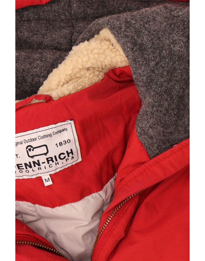 Женская парка Woolrich с капюшоном UK 14, хлопковый средний красный цвет