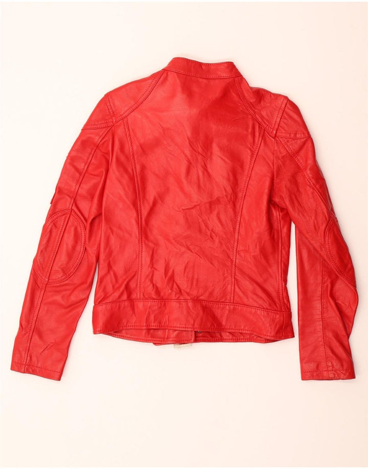 VINTAGE Womens Leather Jacket UK 12 Medium Red Leather Vintage Vintage and Second-Hand Vintage from Messina Hembry 