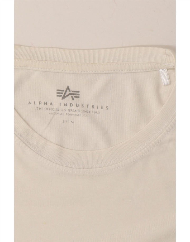 ALPHA INDUSTRIES Mens Graphic T-Shirt Top Medium White Cotton Vintage Alpha Industries and Second-Hand Alpha Industries from Messina Hembry 