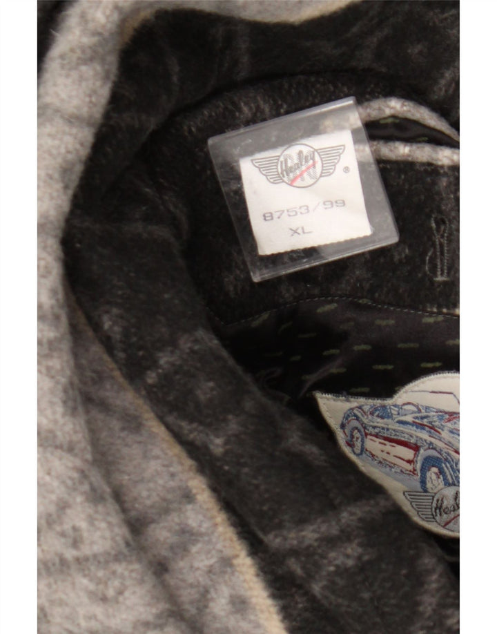 Винтажная мужская куртка-бомбер UK 42 XL серая шерстяная с геометрическим рисунком