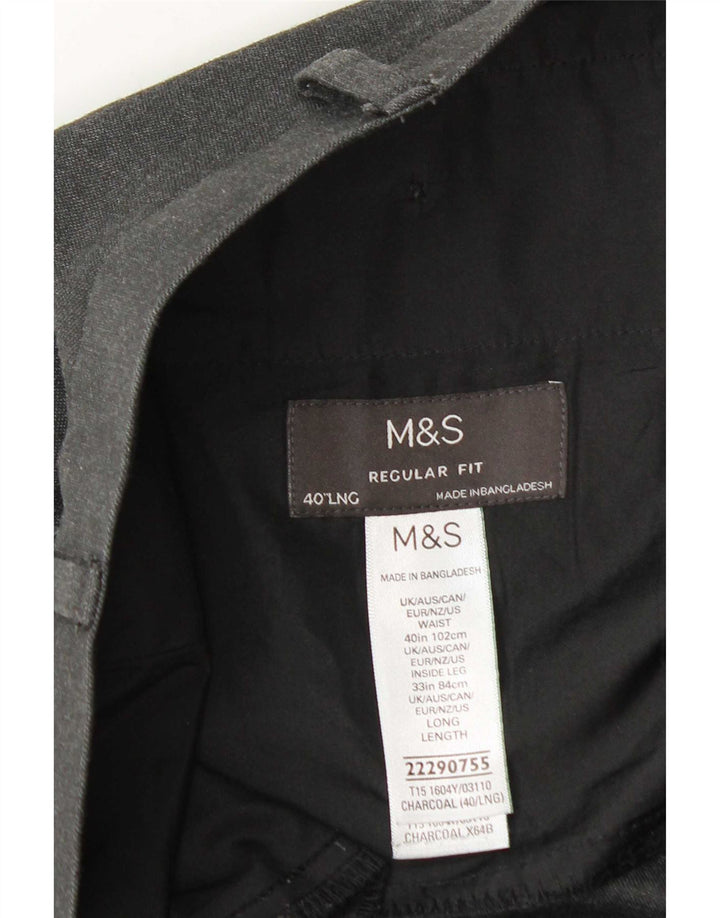 Мужские брюки-чиносы Marks & Spencer стандартного размера W40 L33, серый полиэстер