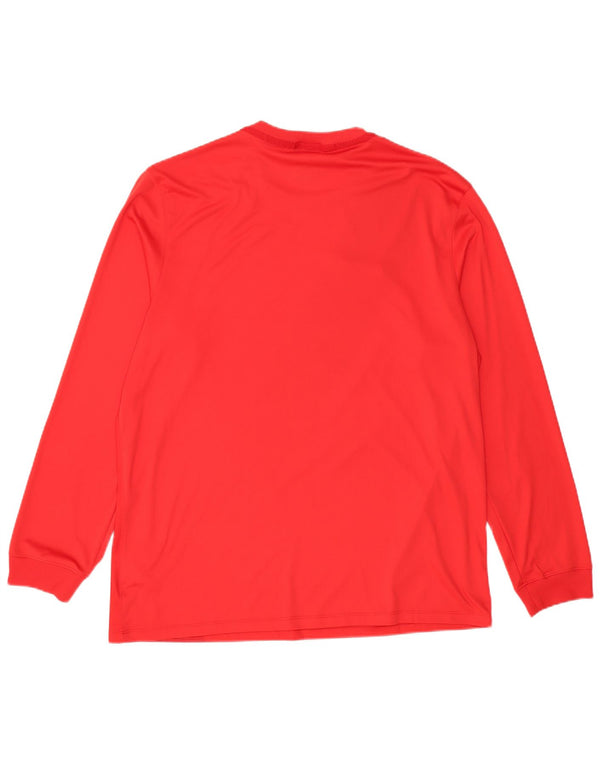 Мужской топ NIKE Dri Fit с длинным рукавом XL, красный полиэстер с цветными блоками