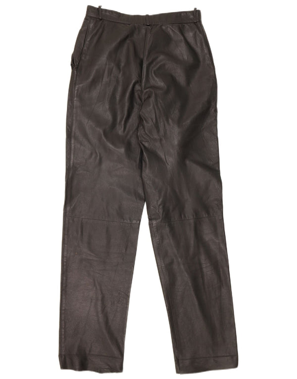 Винтажные женские прямые кожаные брюки IT 44 Medium W26 L31 Черные кожаные