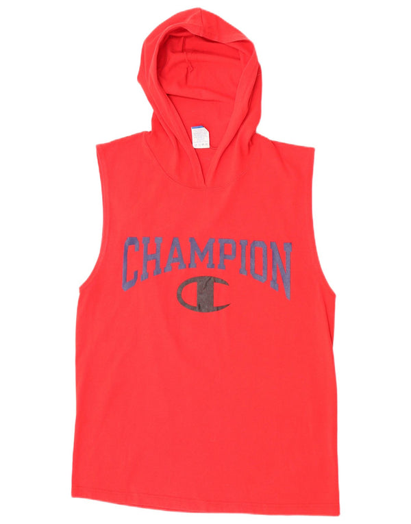 Champion Mens Hooded Graphic Vest Top Medium Red Cotton