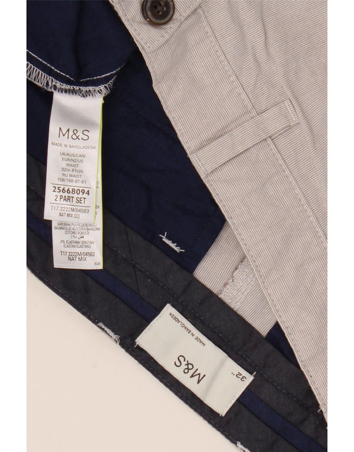 Мужские шорты чинос Marks & Spencer W32, хлопковые средне-серые в тонкую полоску