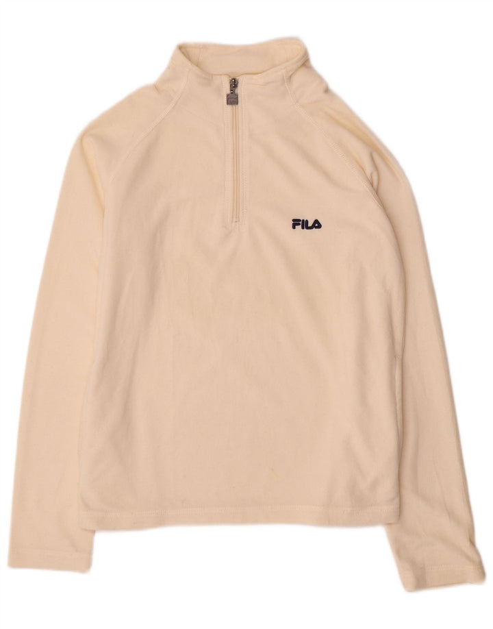 Женский флисовый джемпер Fila с воротником на молнии, UK 10, маленький, белый, полиэстер
