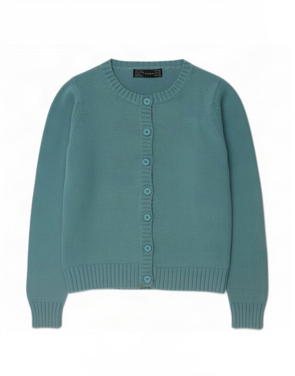 Женский кардиган Zara UK 12, хлопковый средний синий цвет