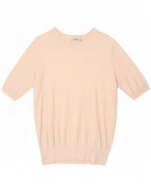 Женский джемпер с короткими рукавами и вырезом лодочкой Zara UK 14, большой белый цвет