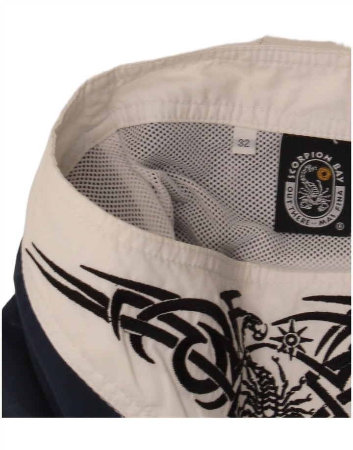 SCORPION BAY Mens Graphic Swimming Shorts Medium  Navy Blue