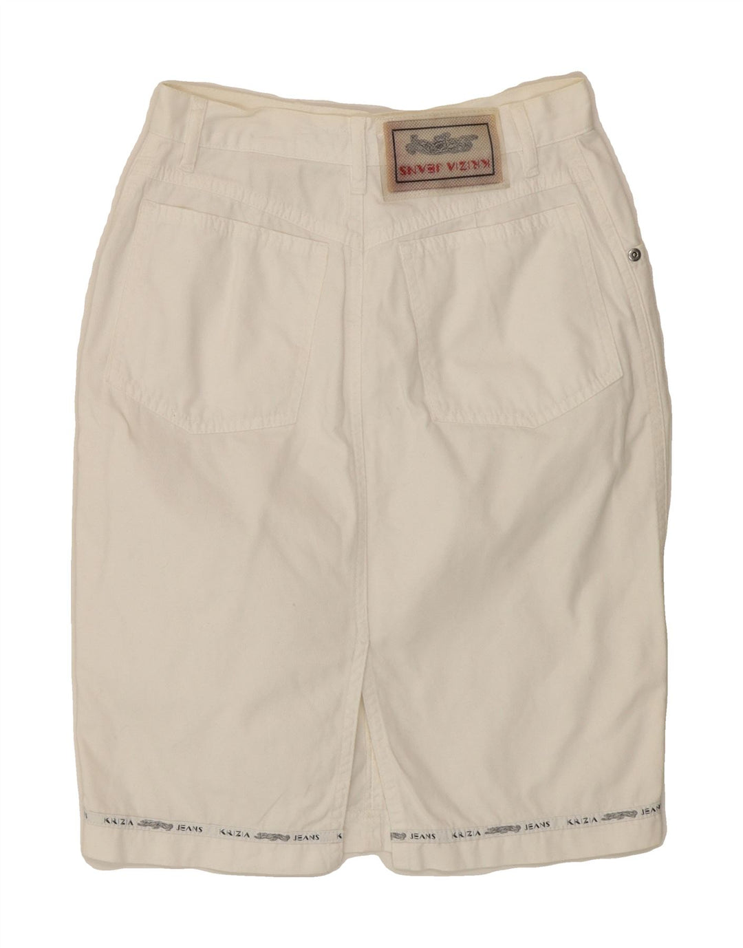 KRIZIA Womens Denim Skirt IT 40 Small W25  White Cotton Vintage Krizia and Second-Hand Krizia from Messina Hembry 