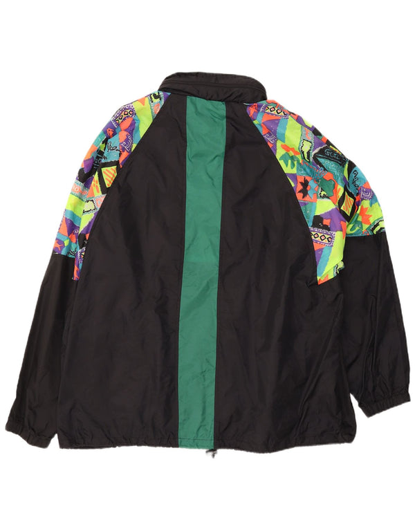 Мужская куртка-дождевик VINTAGE с капюшоном UK 44 2XL, черная с геометрическим рисунком