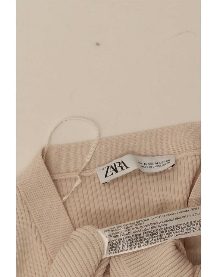 Женский укороченный кардиган Zara UK 12, средний бежевый, вискоза