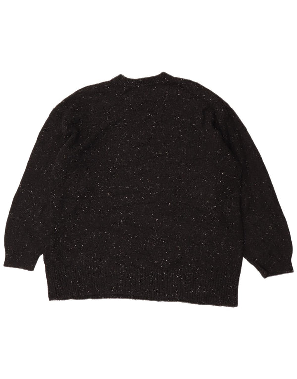 Zara Womens Oversized Crew Neck Jumper Sweater UK 10 Small Black Flecked