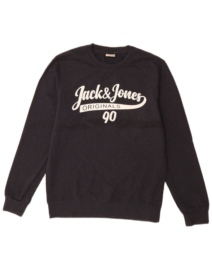 Мужской свитшот с рисунком Jack & Jones, маленький темно-синий, хлопковый