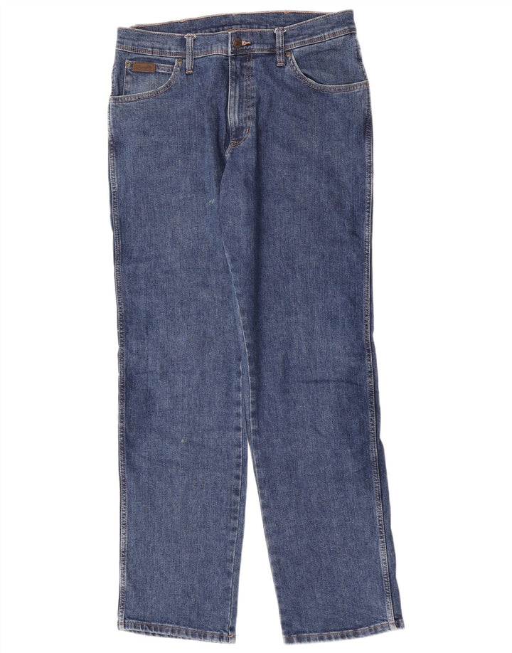 Мужские прямые джинсы Wrangler стандартного кроя W33 L34, синие, хлопок