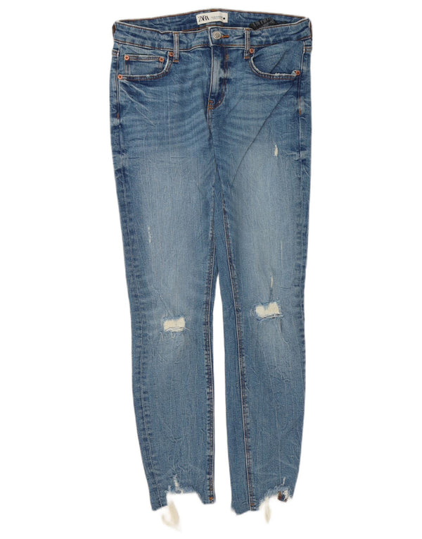 Женские потертые джинсы скинни Zara EU 40 Medium W30 L28, синий хлопок