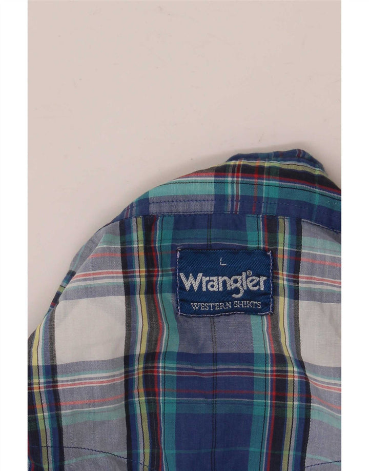 Мужская рубашка Wrangler с короткими рукавами и оборками спереди, большая синяя клетка