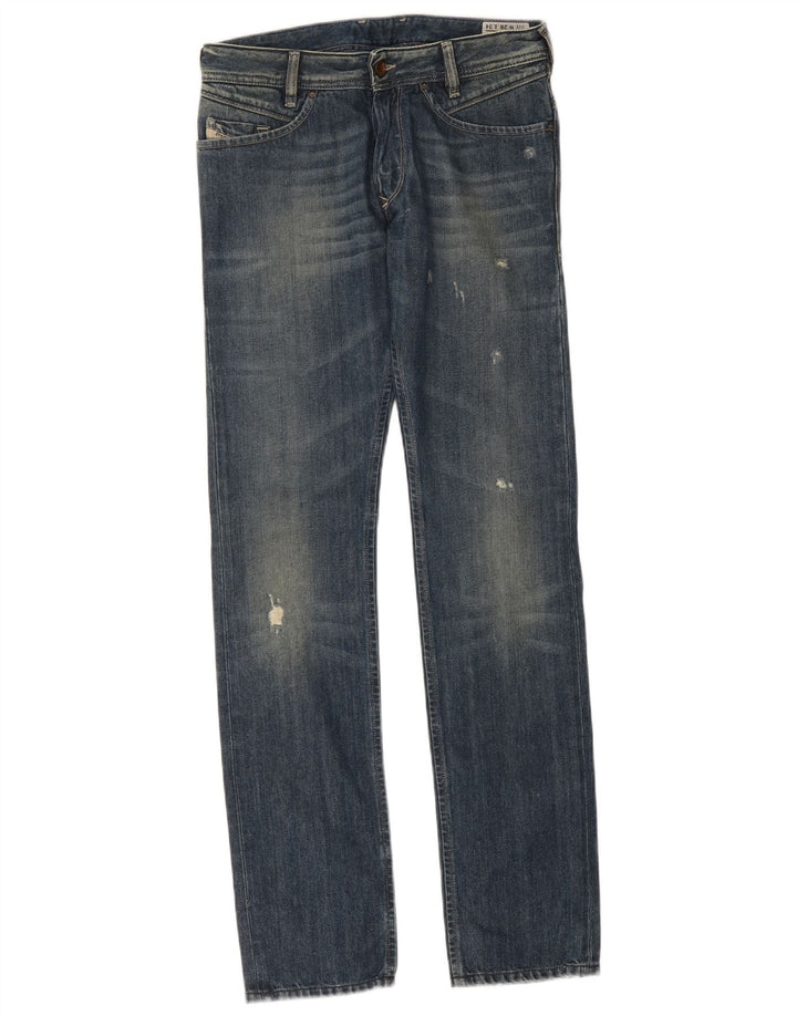 Мужские потертые узкие джинсы Diesel Poiak W28 L34, синий хлопок