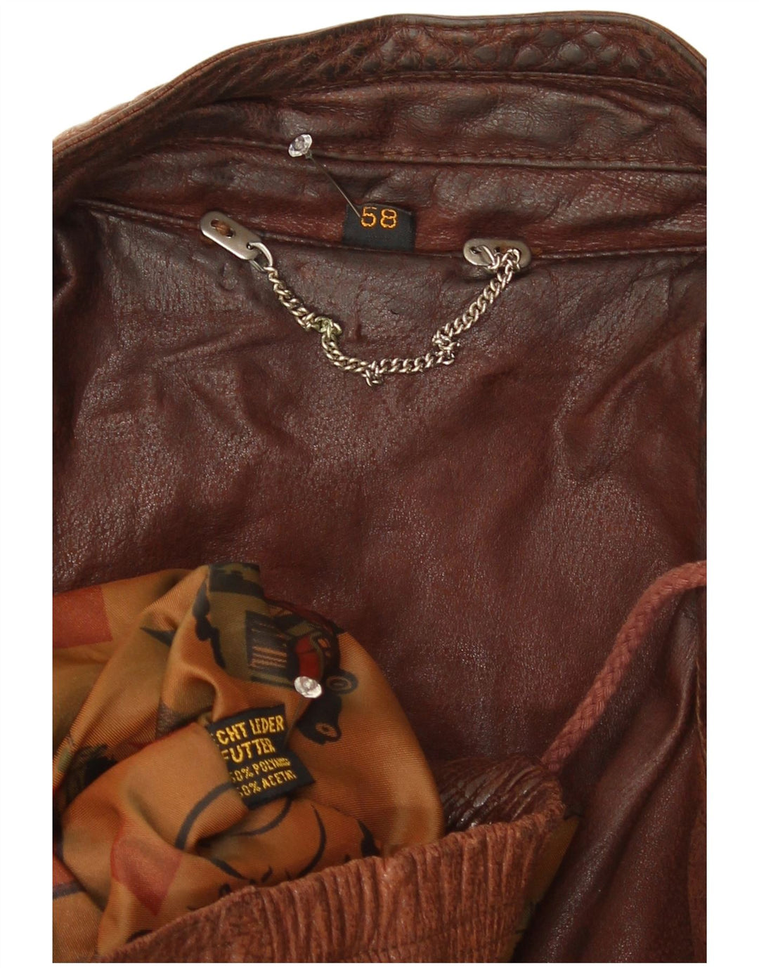 Винтажная мужская кожаная куртка-бомбер IT 58 4XL Коричневая кожаная