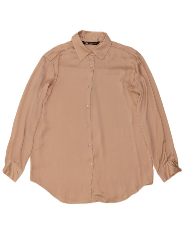 Женская блузка-рубашка оверсайз Zara UK 6 XS Бежевая