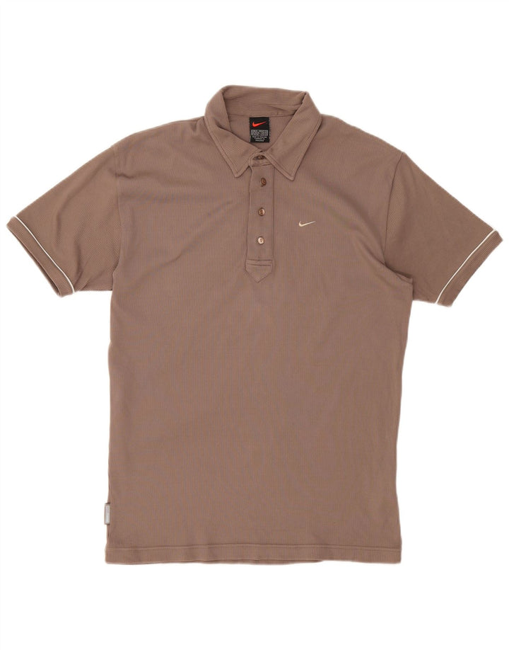 NIKE Mens Polo Shirt Medium Brown Nylon