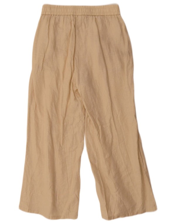 Женские укороченные брюки широкого кроя Benetton XS W25 L25, бежевый лен