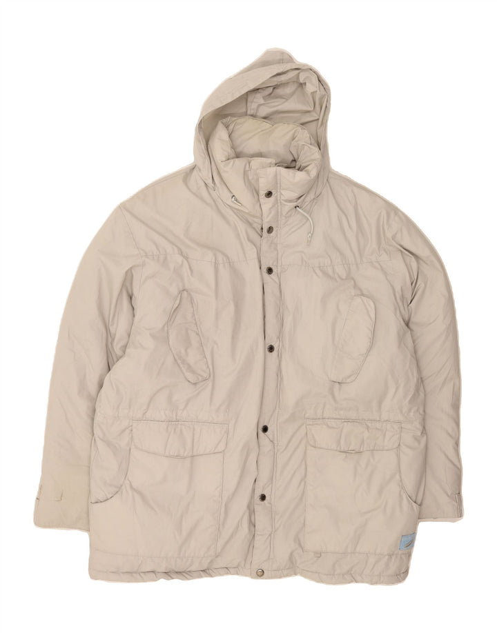 LEADER Mens Hooded Padded Jacket UK 42 XL Off White Polyester Vintage Leader and Second-Hand Leader from Messina Hembry 