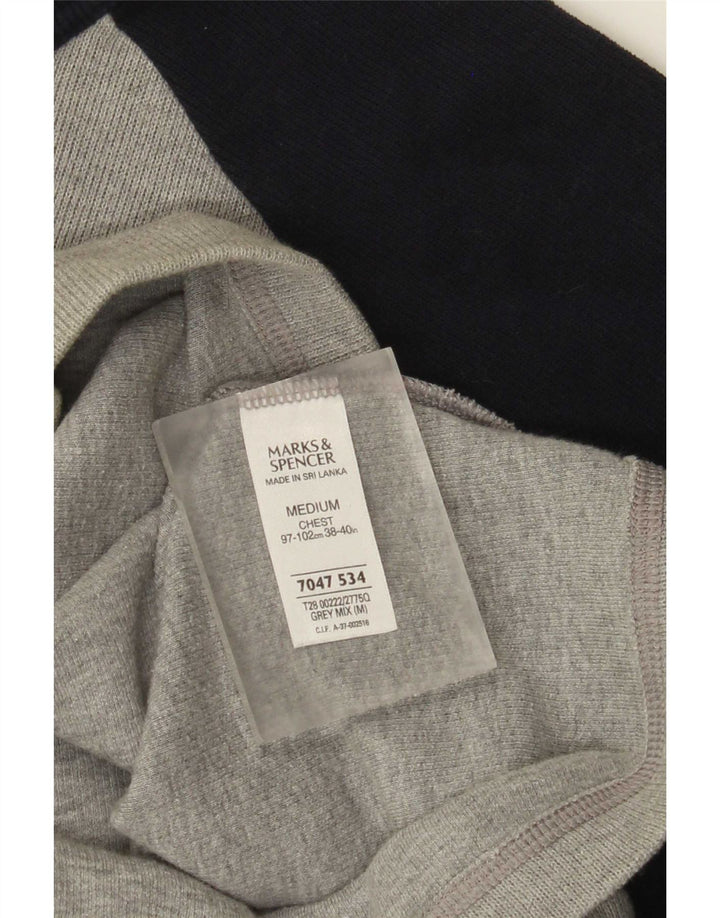 Мужской топ Marks & Spencer с длинным рукавом, средне-серый, хлопковый с цветными блоками