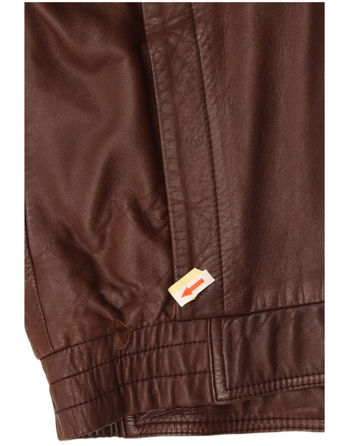 NOBLE Мужская кожаная куртка свободного кроя EU 44 XS Коричневая кожа