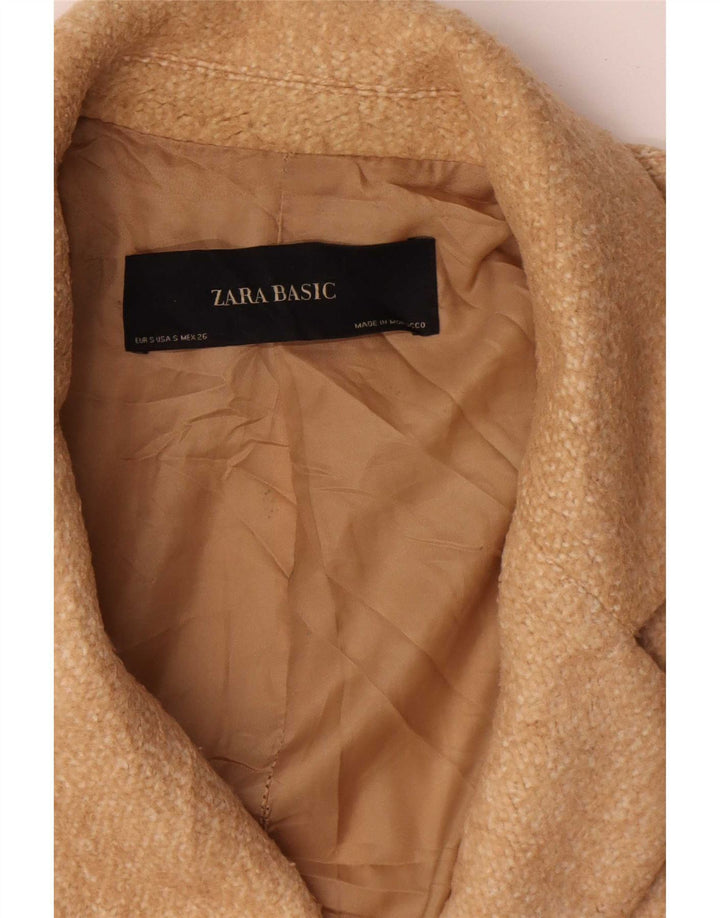 Женское двубортное пальто оверсайз Zara UK 10, маленький размер, бежевый полиэстер