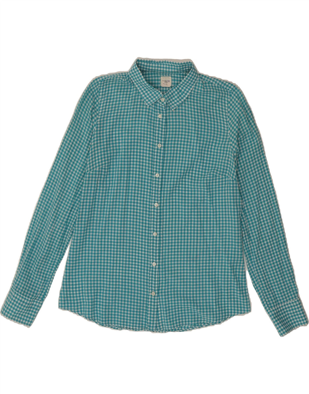 J. CREW Womens Oversized Shirt UK 10 Small Turquoise Gingham Cotton Vintage J. Crew and Second-Hand J. Crew from Messina Hembry 