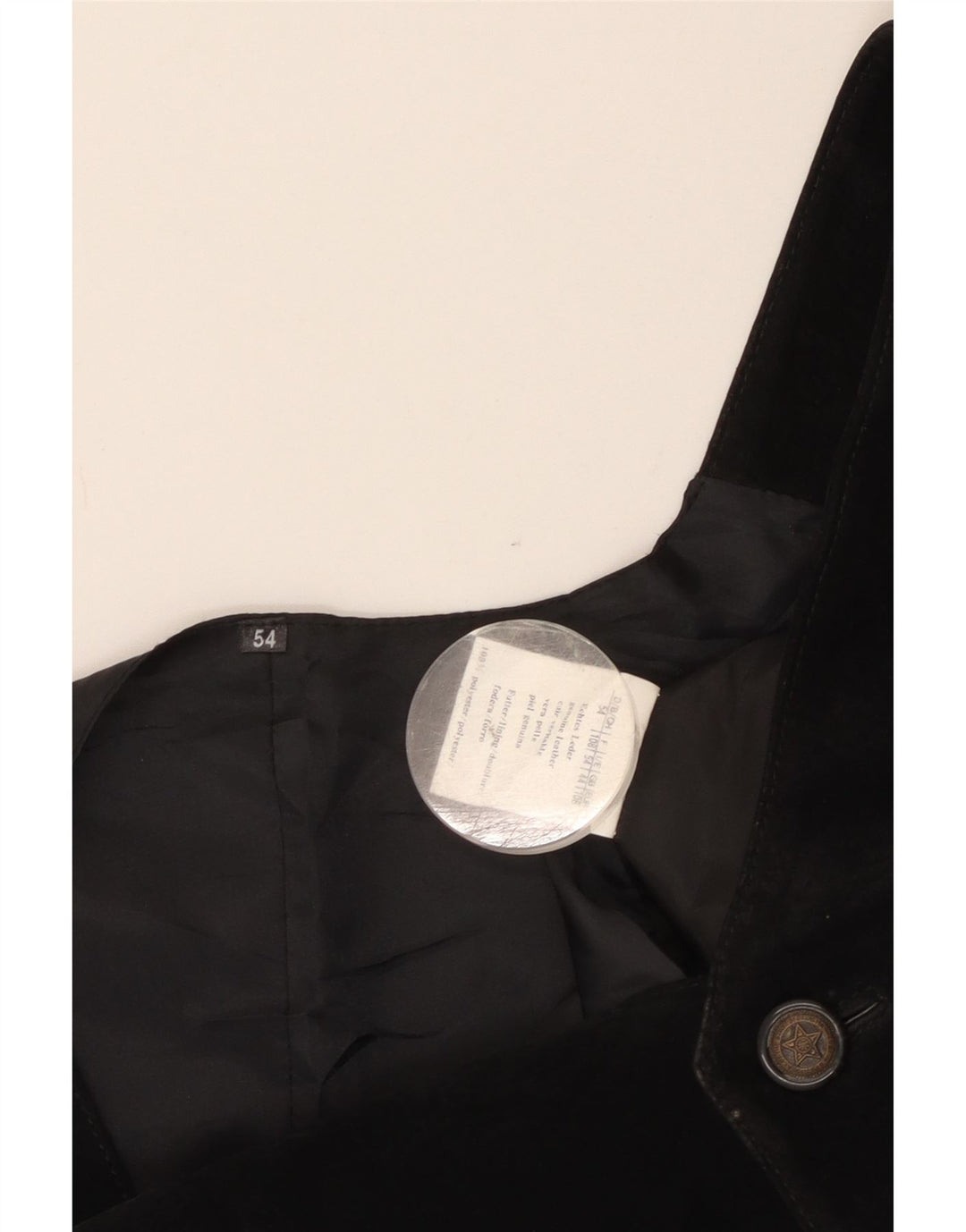 Винтажный мужской замшевый жилет IT 54 XL, черный кожаный