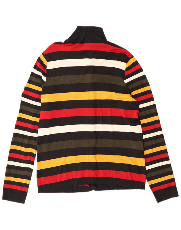 LES COPAINS Womens Cardigan Sweater IT 46 Large Multicoloured Striped Silk
