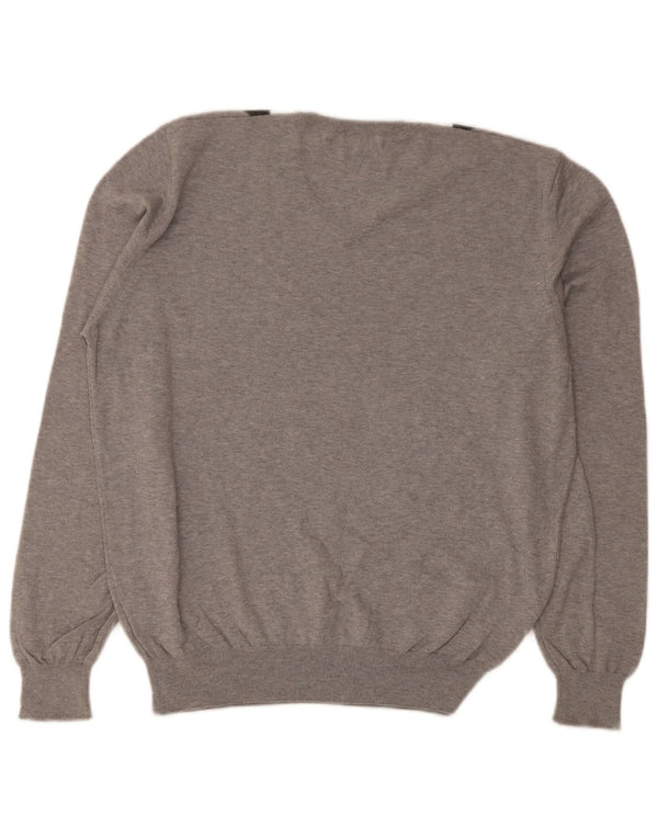 Мужской джемпер с v-образным вырезом Brooksfield IT 50 Medium Grey Argyle/Diamond