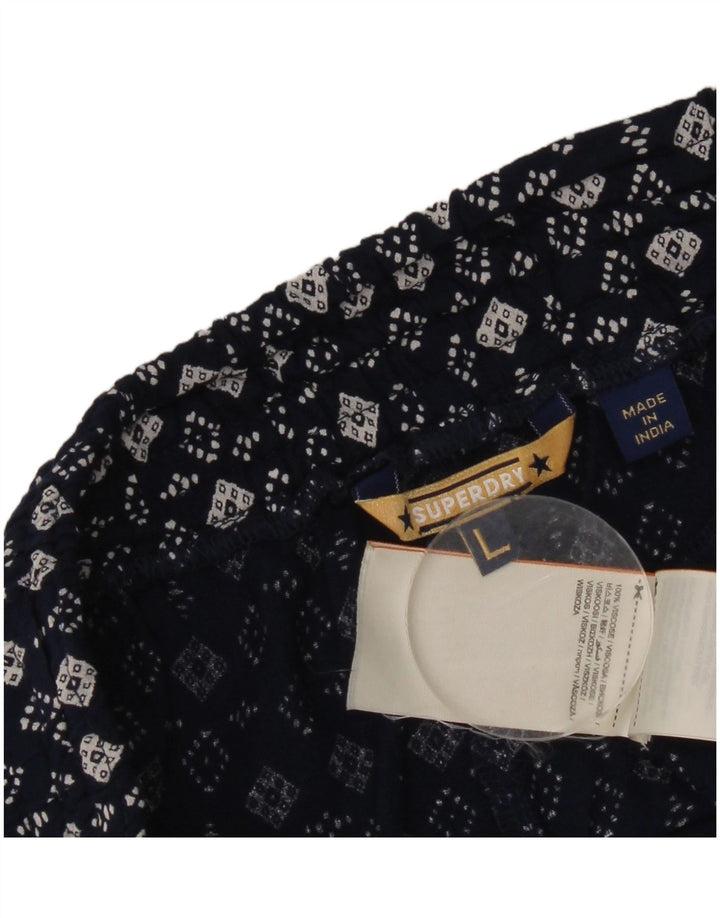 Женские шорты Superdry, большие W32, темно-синие, вискоза с геометрическим рисунком