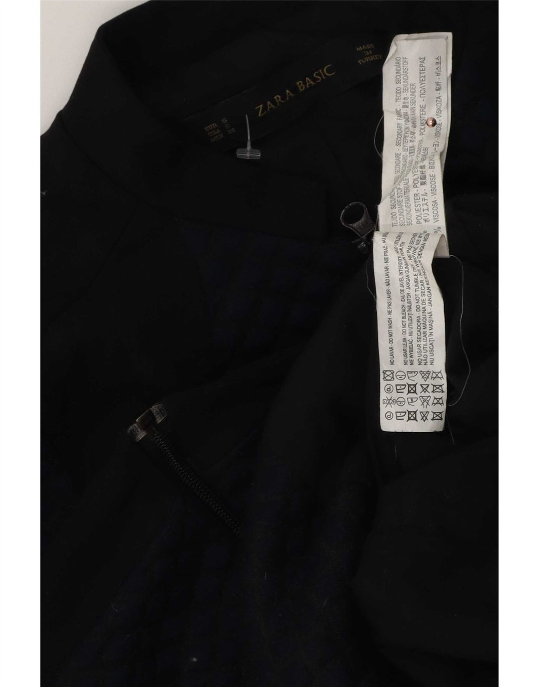 Женская куртка-бомбер оверсайз Zara UK 10, маленькая, темно-синяя, с цветными блоками