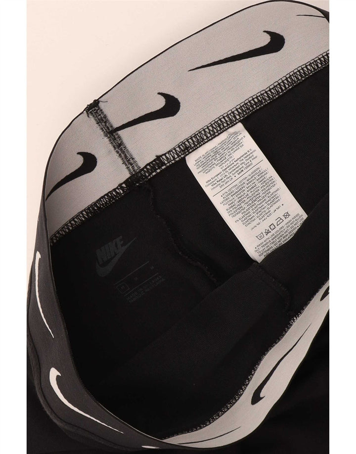 Женские укороченные леггинсы с графическим рисунком Nike UK 12, хлопковые, среднего размера, черные
