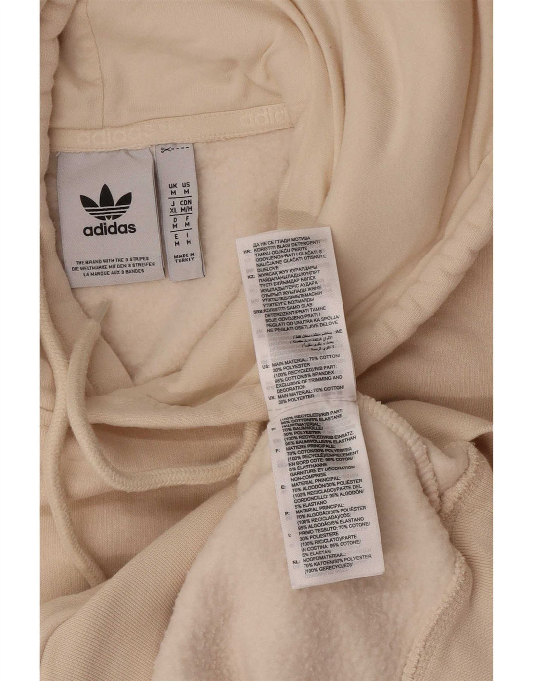 Мужской джемпер с капюшоном Adidas среднего бежевого цвета, хлопок