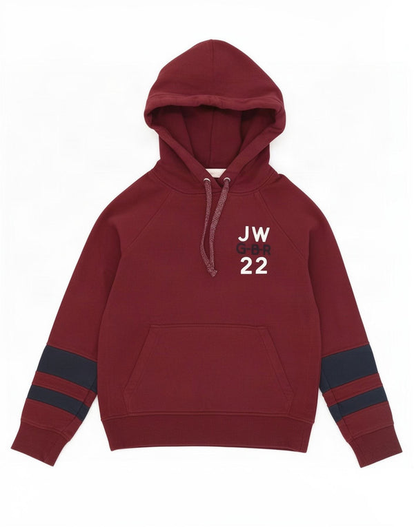 Женский джемпер свободного кроя с капюшоном Jack Wills UK 6 XS бордовый с цветными блоками