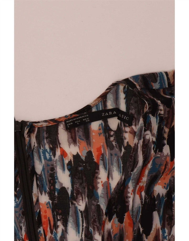 Женская туника с абстрактным узором Zara, рукав 3/4, UK 14, большой разноцветный