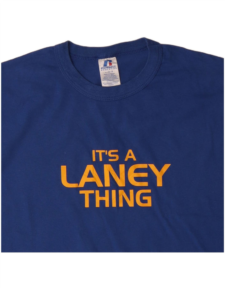 Мужская футболка с рисунком RUSSELL ATHLETIC, большой синий хлопок, большой размер