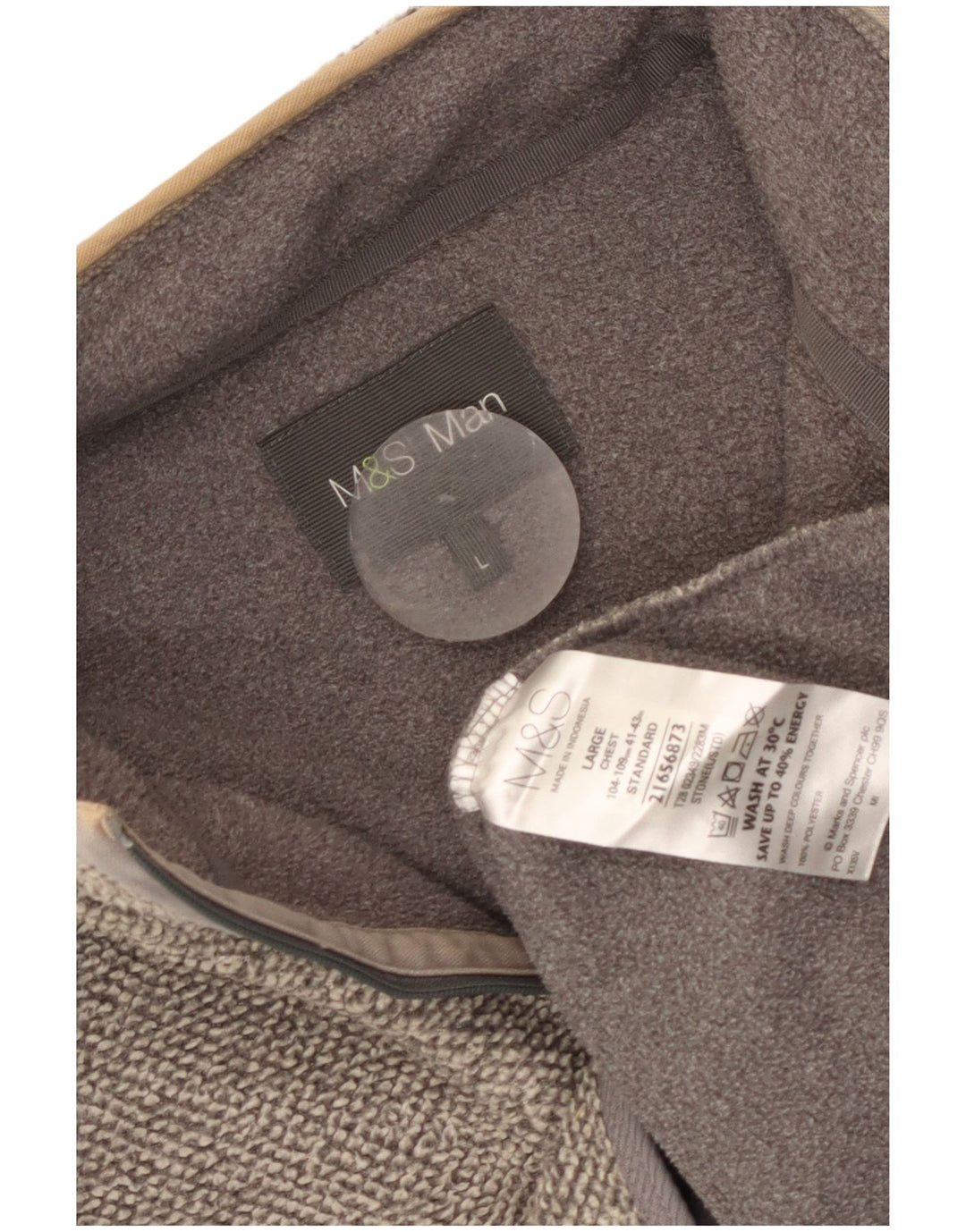 Мужской свитер с воротником на молнии Marks & Spencer, большой серый полиэстер
