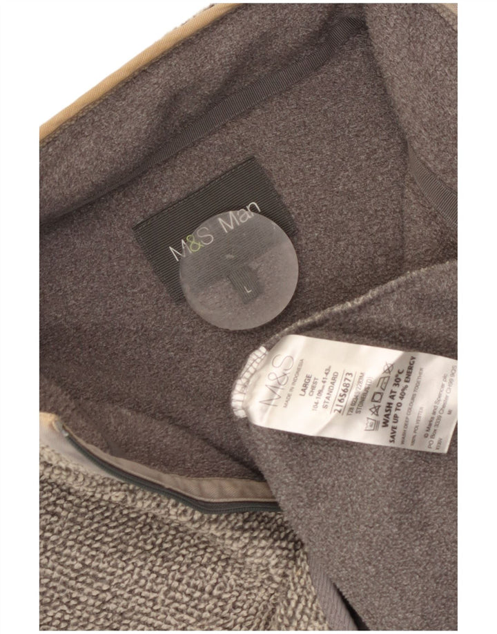 Мужской свитер с воротником на молнии Marks & Spencer, большой серый полиэстер