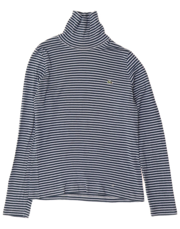 LACOSTE Женский топ с длинным рукавом, размер 38, средний синий в полоску, хлопок