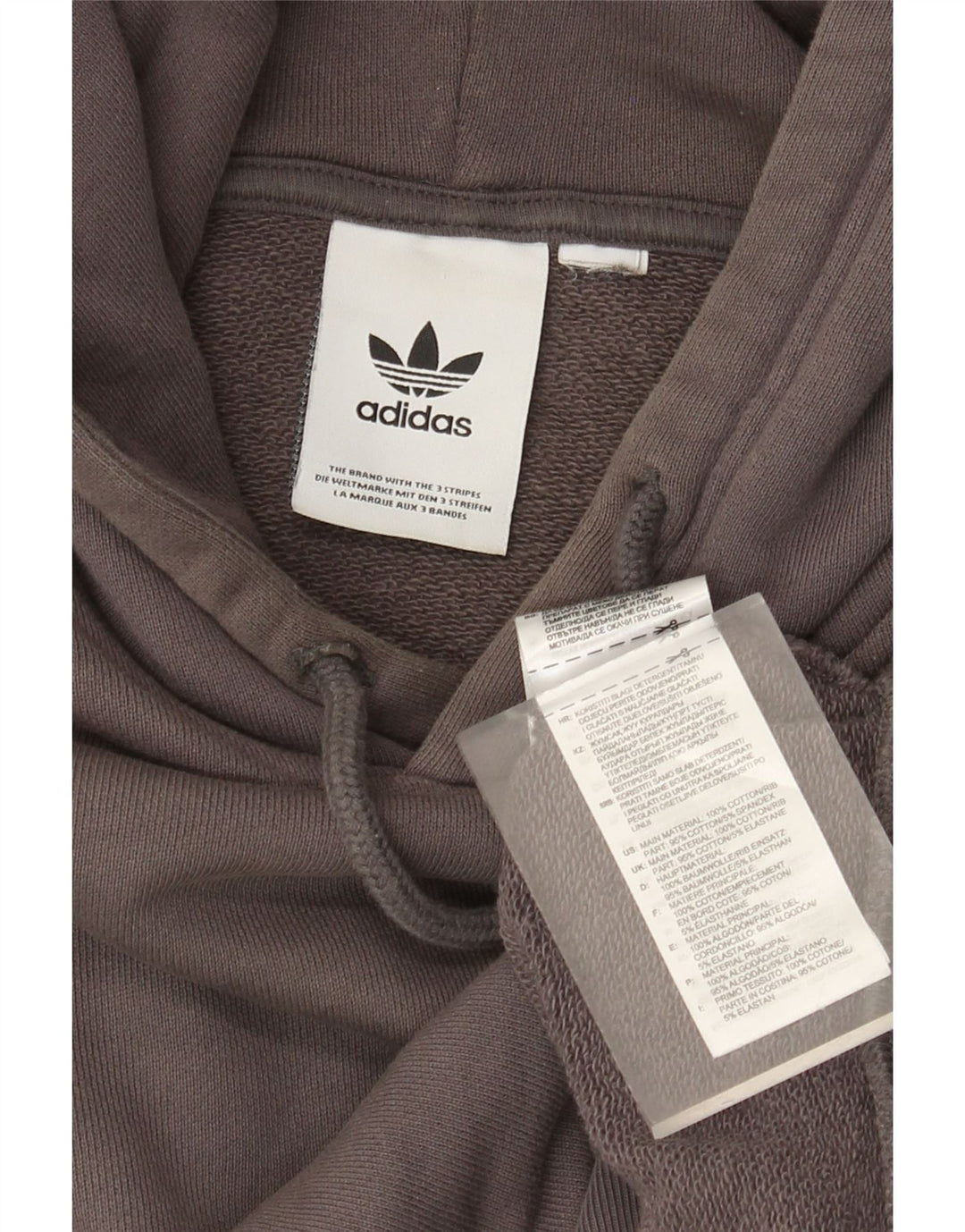 Мужской джемпер с капюшоном Adidas среднего серого цвета, хлопок
