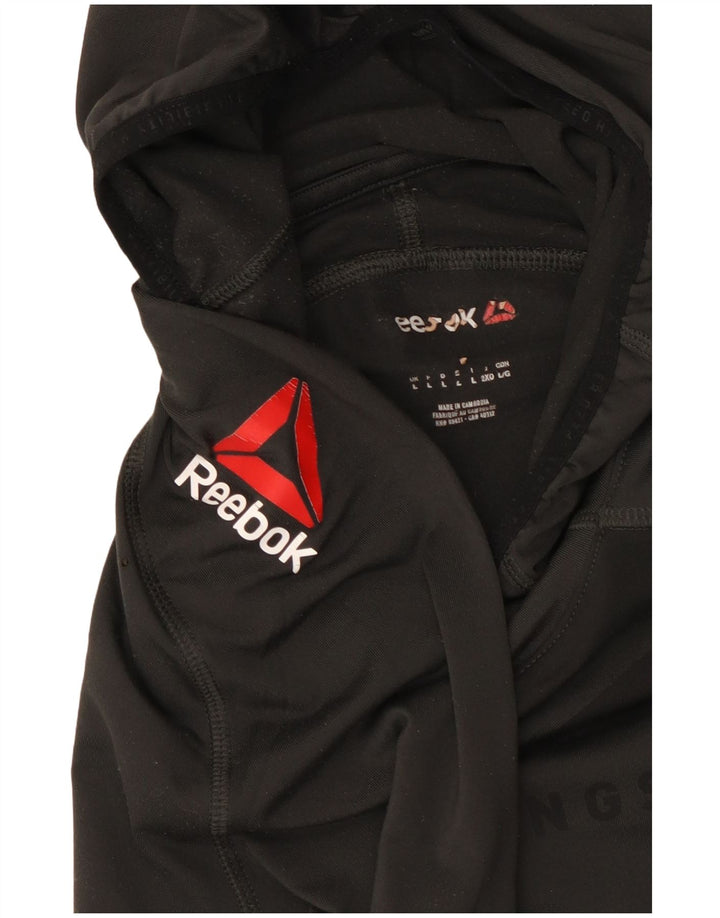Мужской топ Reebok с капюшоном и графикой, длинный рукав, большой черный полиэстер