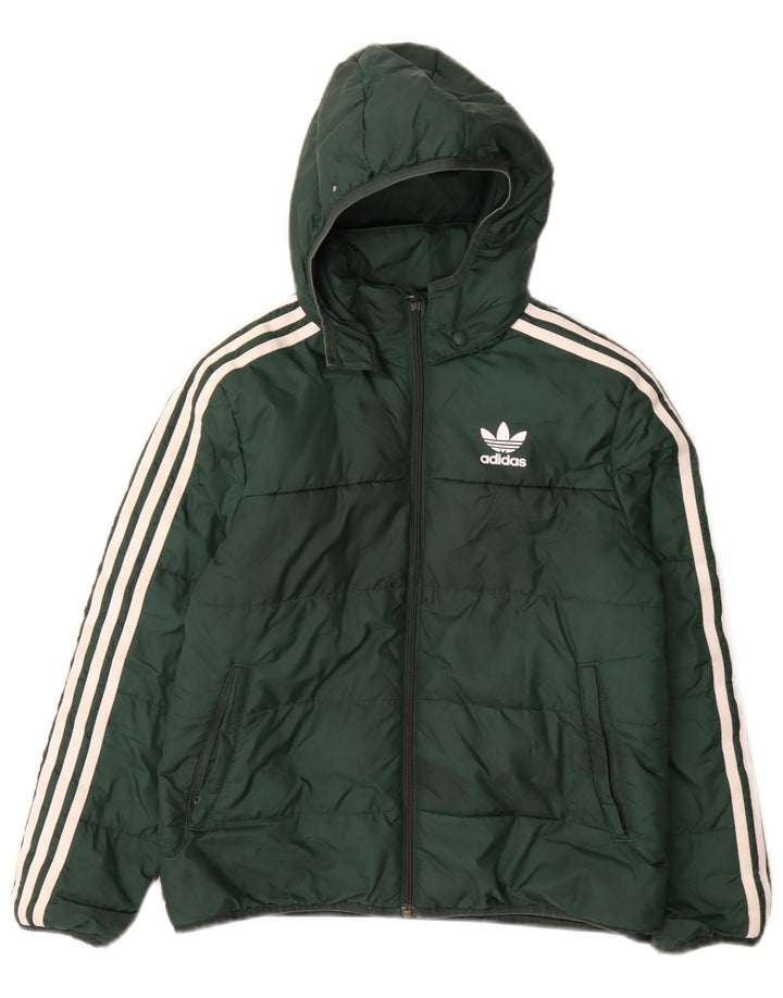 Утепленная куртка Adidas с капюшоном для мальчиков 10-11 лет, зеленый полиэстер