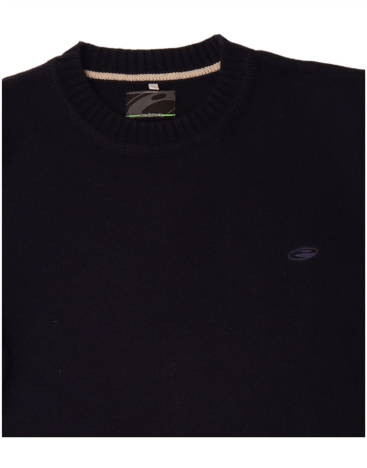 Винтажный мужской джемпер с круглым вырезом IT 56 2XL Темно-синий хлопок