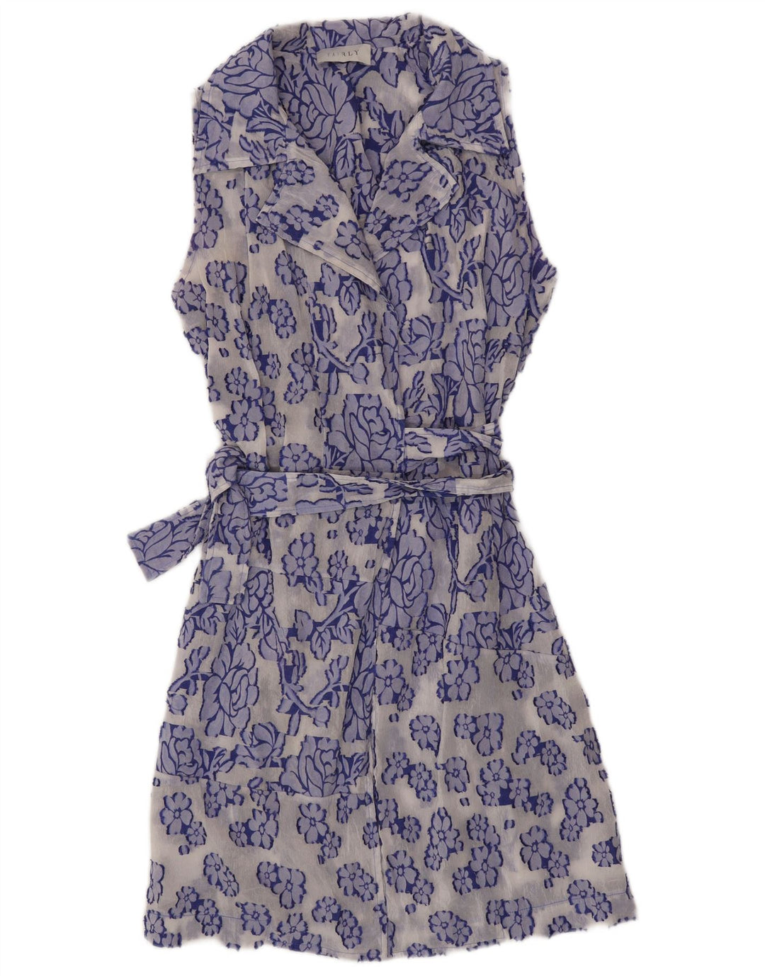 FAIRLY Womens Sleeveless Wrap Dress UK 14 Medium Blue Floral