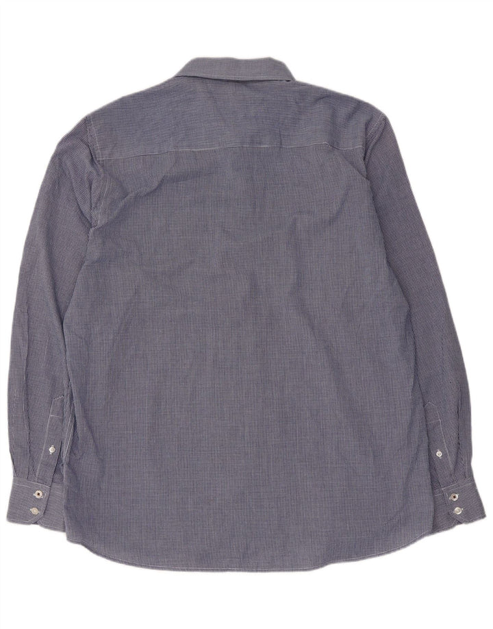 Рубашка мужская стандартного кроя PIERRE CARDIN 2XL синяя, полиэстер в мелкую клетку